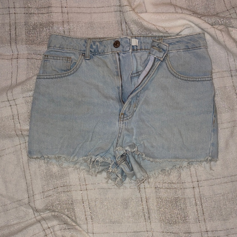 Forever 21 Light Blue Frayed Jean Shorts
